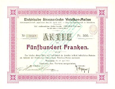 Elektrische Strassenbahn Wetzikon-Meilen 1904