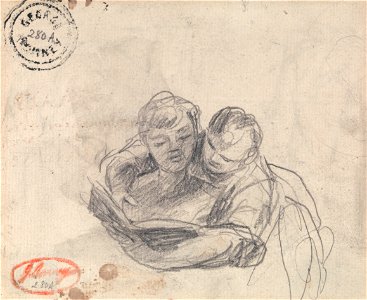 George Romney - Couple Reading a Book - Google Art Project