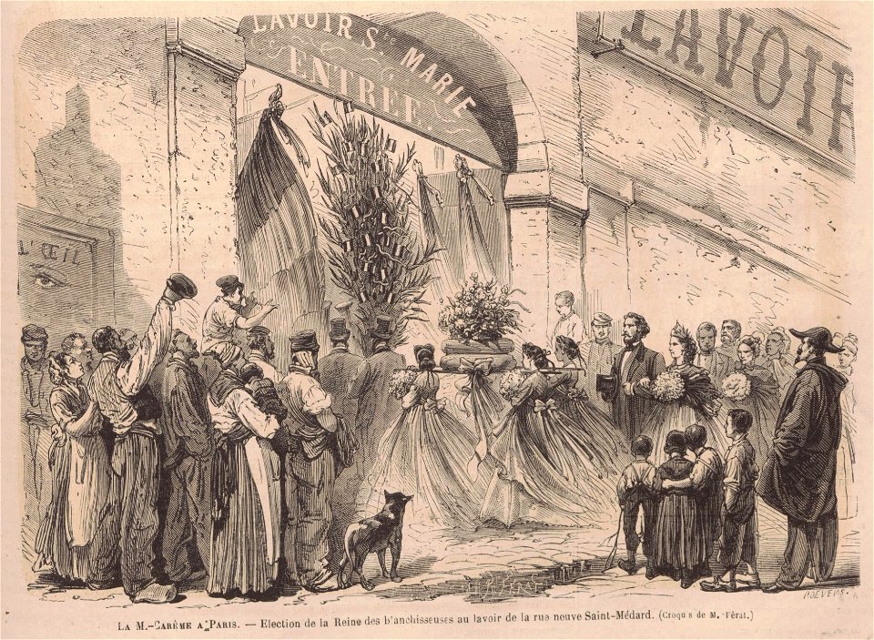 Election de la Reine des Blanchisseuses au lavoir de la rue neuve Saint-Médard en 1866