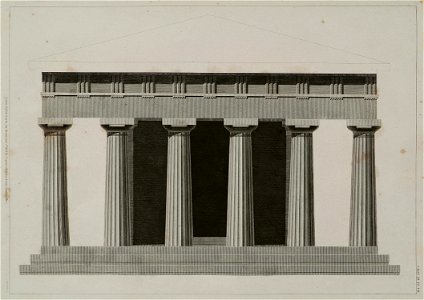 Elevation of the temple - Wilkins William - 1807. Free illustration for personal and commercial use.