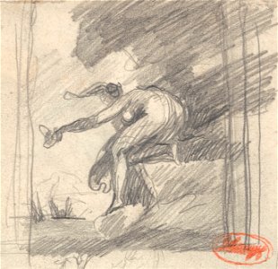George Romney - Female Figure Kneeling on a Promontory, Waving - Google Art Project