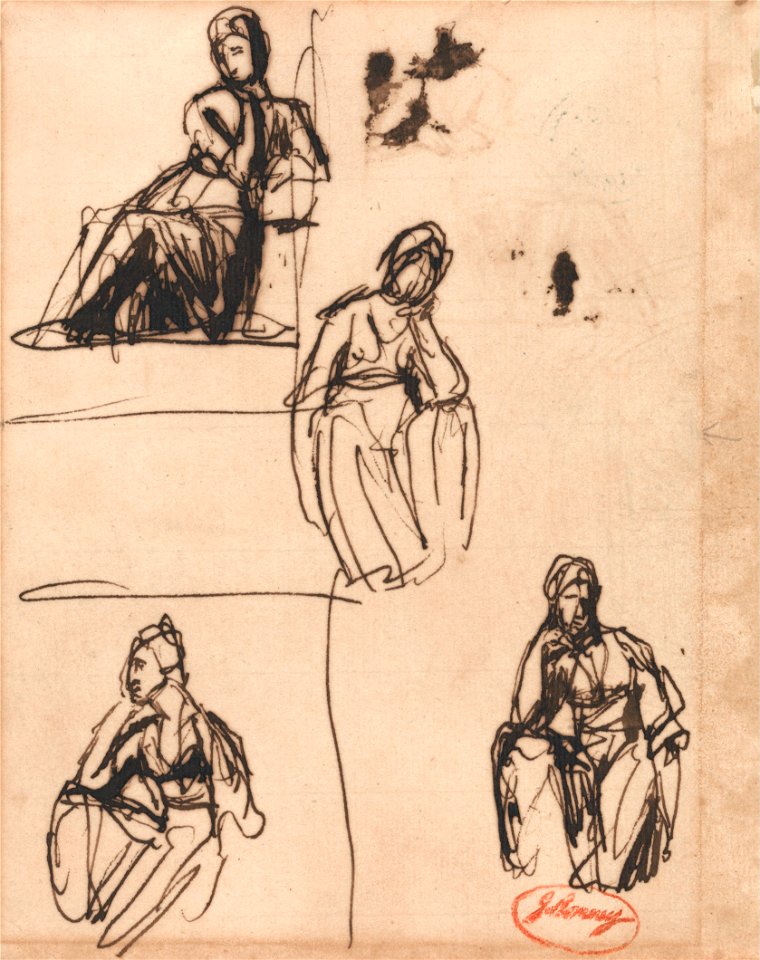 George Romney - Seated and Half-Kneeling Woman - Google Art Project