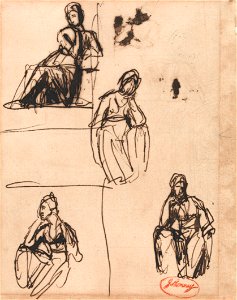George Romney - Seated and Half-Kneeling Woman - Google Art Project