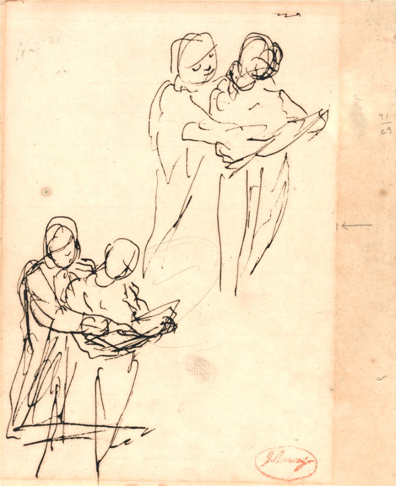 George Romney - Couple Examining a Book - Google Art Project
