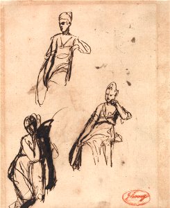 George Romney - Seated Woman- Three Poses - Google Art Project (2442728)