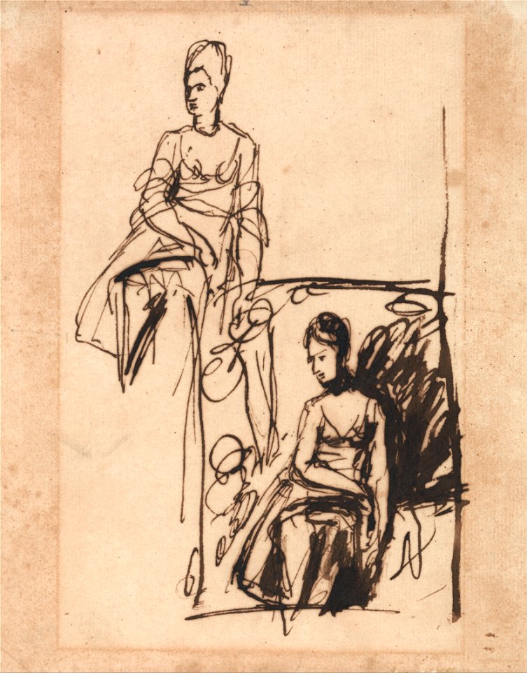 George Romney - Seated Woman, Two Studies - Google Art Project