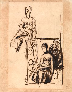 George Romney - Seated Woman, Two Studies - Google Art Project
