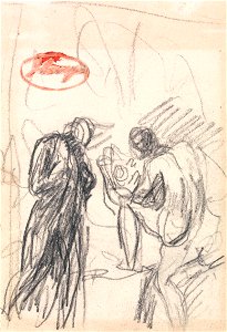 George Romney - Two Figures, with One Male Nude Kneeling - Google Art Project