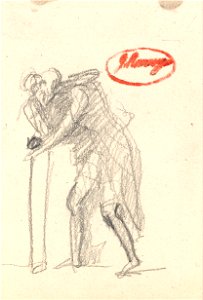 George Romney - Possibly a Bent Figure with Stick from Old Age - Google Art Project