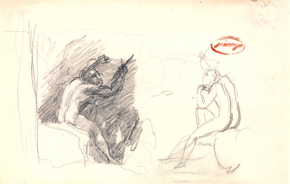 George Romney - Two Sketches of a Seated Male Nude, Rear View - Google Art Project