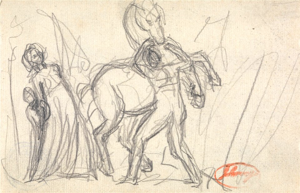 George Romney - Unidentified Subject- Woman, Child, Man and Horse - Google Art Project