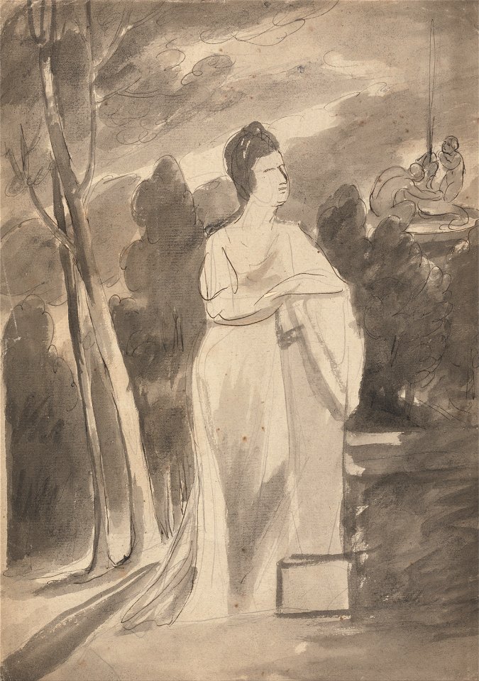 George Romney - Woman at a Column - Google Art Project