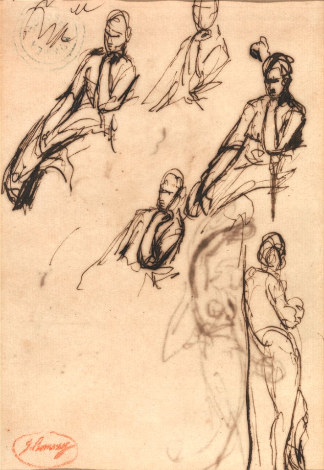 George Romney - Seated and Standing Figures - Google Art Project