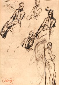 George Romney - Seated and Standing Figures - Google Art Project