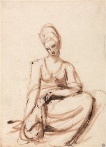 George Romney - Seated Woman Feeding an Animal - Google Art Project
