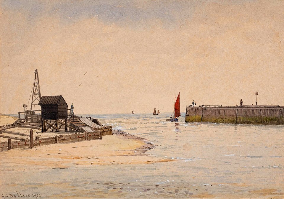 George Stanfield Walters - Walters-98178 - Entrance to the harbour, River Blyth - 1902