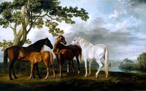 George Stubbs (1724-1806) - Mares and Foals in a River Landscape - T00295 - Tate