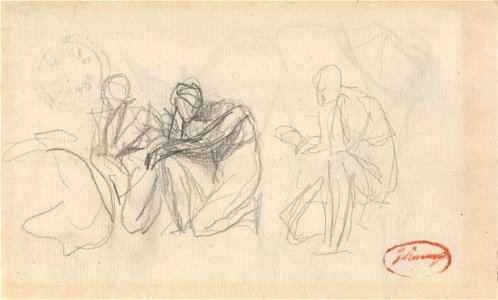 George Romney - Three Kneeling Figures - Google Art Project