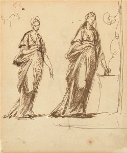 George Romney - Two Female Figures - Google Art Project