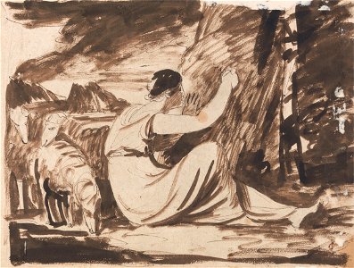 George Romney - Shepherdess Cutting an Inscription on a Tree - Google Art Project