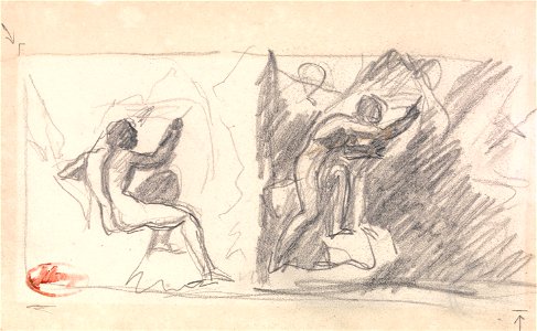 George Romney - Two Sketches- Seated Male Nude, Rear View; Standing Figure, Gesticulating - Google Art Project