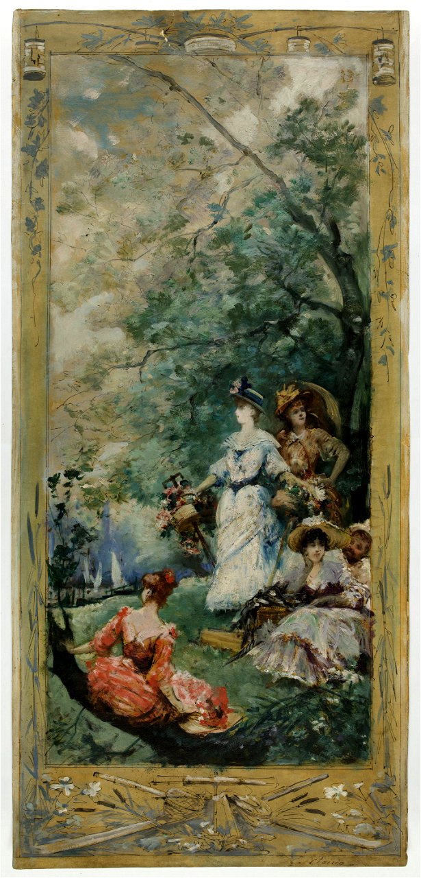 Georges Jules Victor Clairin - Esquisse pour la galerie Lobau de l'Hôtel de Ville de Paris , Fête champêtre aux environs de Paris - PPP3789 - Musée des Beaux-Arts de la ville de Paris
