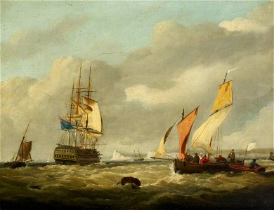 George Webster (1797-1864) - A French Lugger and a Ship in The Downs - BHC1115 - Royal Museums Greenwich