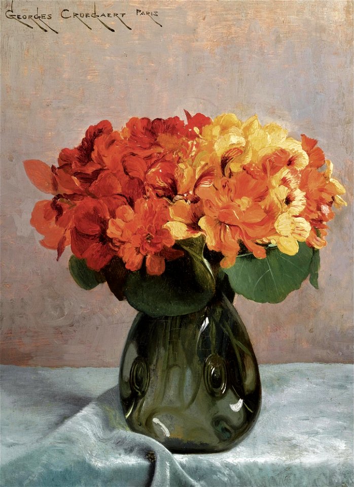 Georges Croegaert - A Flower Still Life with Indian Cress