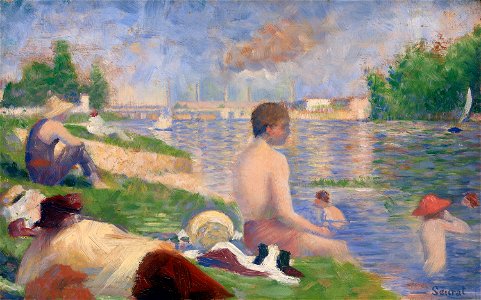 Georges Seurat - Final Study for Bathers at Asnières - 1962.578 - Art Institute of Chicago. Free illustration for personal and commercial use.