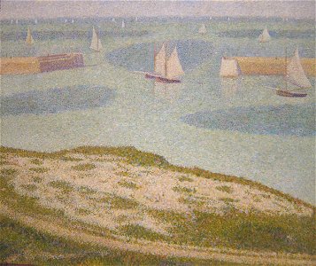 Georges Seurat - Port-en-Bessin - Entrance to the Harbor. Free illustration for personal and commercial use.