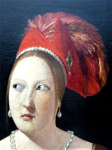 Georges de La Tour Le Tricheur a l'as de carreau detail du visage de la courtisane
