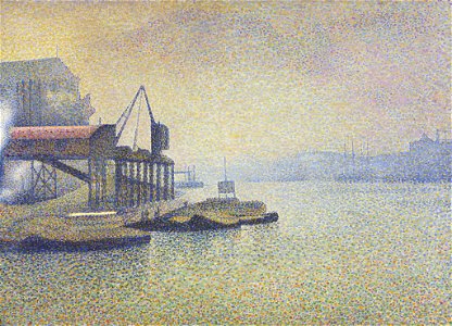 Georges Lemmen - Thames Scene, the Elevator - 57.166 - Rhode Island School of Design Museum. Free illustration for personal and commercial use.