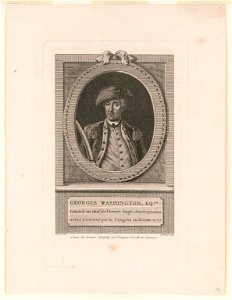 Georges Washington Eqer. général en chef de l'armée Anglo-Amériquaine, nom̄é dictateur par le congrès en Fevrier 1777 - Desrais del ; LeBeau sculp. LCCN2004666685