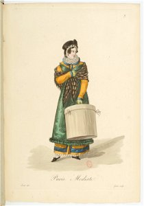 Georges-Jacques Gatine - Costumes d'ouvrières parisiennes, 1824, p. 07, Modiste