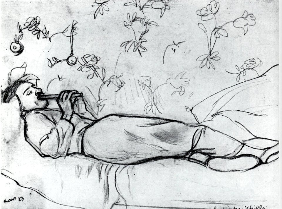Georges Kars, Ležící Utrillo hrající na flétnu, 1923, AM 1974-176