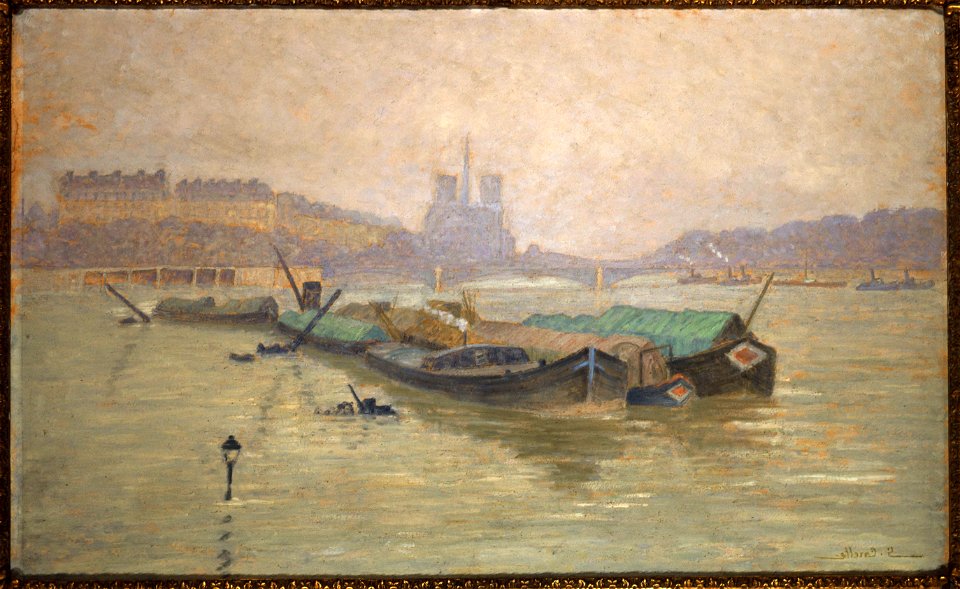 Georges-Émile Carette - L'Ile Saint-Louis et Notre-Dame, vues du Pont d'Austerlitz - P1387 - Musée Carnavalet