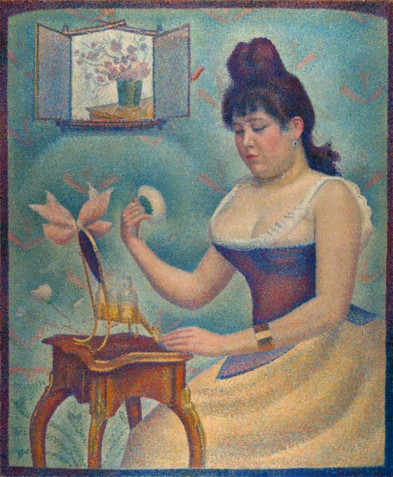 Georges Seurat, 1889-90, Jeune femme se poudrant (Young Woman Powdering Herself), oil on canvas, 95.5 x 79.5 cm, Courtauld Institute of Art
