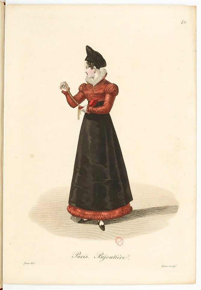 Georges-Jacques Gatine - Costumes d'ouvrières parisiennes, 1824, p. 42, Bijoutière