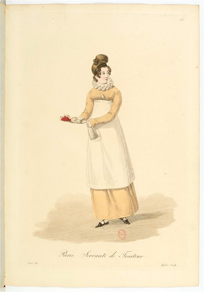 Georges-Jacques Gatine - Costumes d'ouvrières parisiennes, 1824, p. 16, Servante de Traiteur