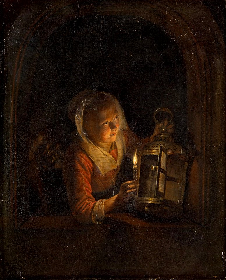Gerard Dou - Mädchen am Fenster mit Laterne GG 583