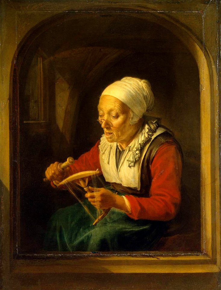 Gerard Dou - Old Woman Unreeling Threads - WGA06655