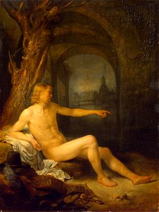 Gerard Dou - Soldier Bather. Free illustration for personal and commercial use.