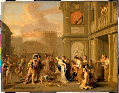Gerard Hoet - Koningin Kleophis biedt Alexander de Grote wijn aan na de verovering van Magazae - BR0404 - Rijksmuseum Twenthe