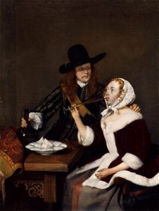 Gerard ter Borch (Zwolle 1617-Deventer 1681) - A Gentleman pressing a Lady to drink - RCIN 404805 - Royal Collection
