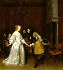 Gerard ter Borch - An Officer Making His Bow to a Courtesan NTIV POLY 35291