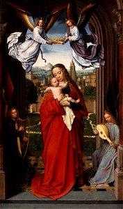 Gerard David - Virgin and Child with Four Angels - WGA6036. Free illustration for personal and commercial use.