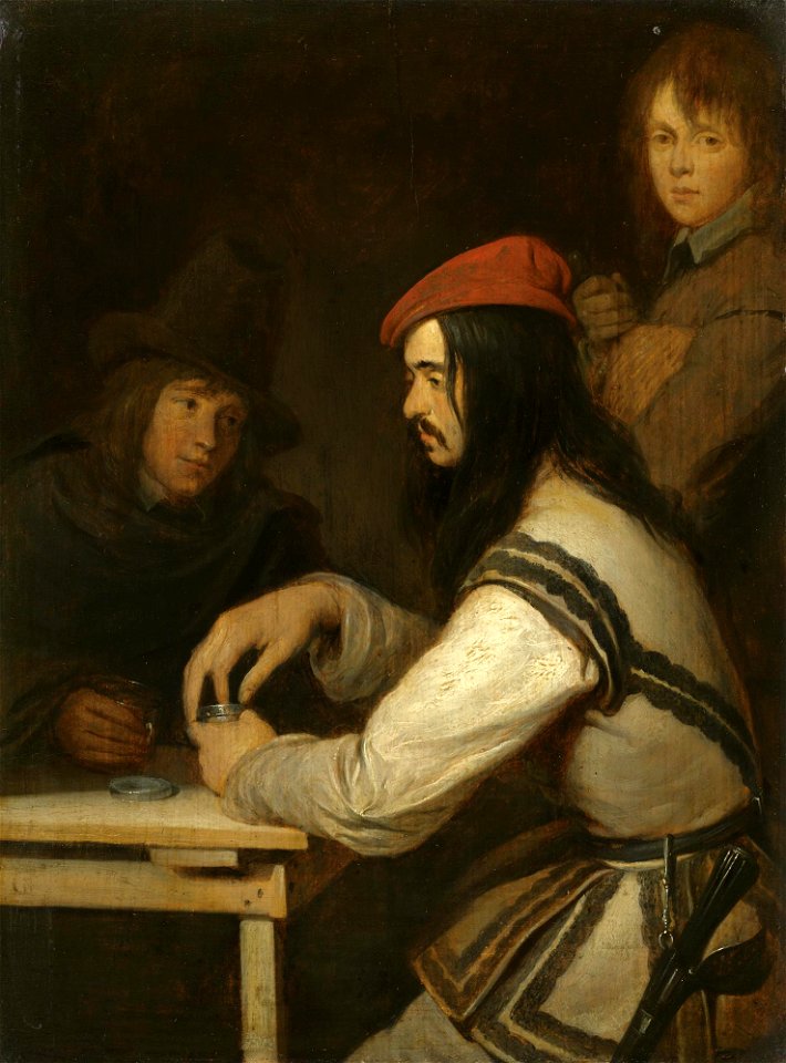 Gerard ter Borch - Three Men in a Tavern, One taking Snuff L08033-52-lr-1 (cropped)