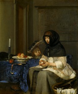 Gerard ter Borch, , Kunsthistorisches Museum Wien, Gemäldegalerie - Apfelschälerin - GG 588 - Kunsthistorisches Museum