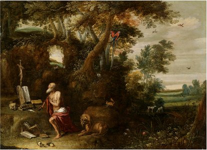 Gerard de la Vallee - St Jerome in the wilderness. Free illustration for personal and commercial use.