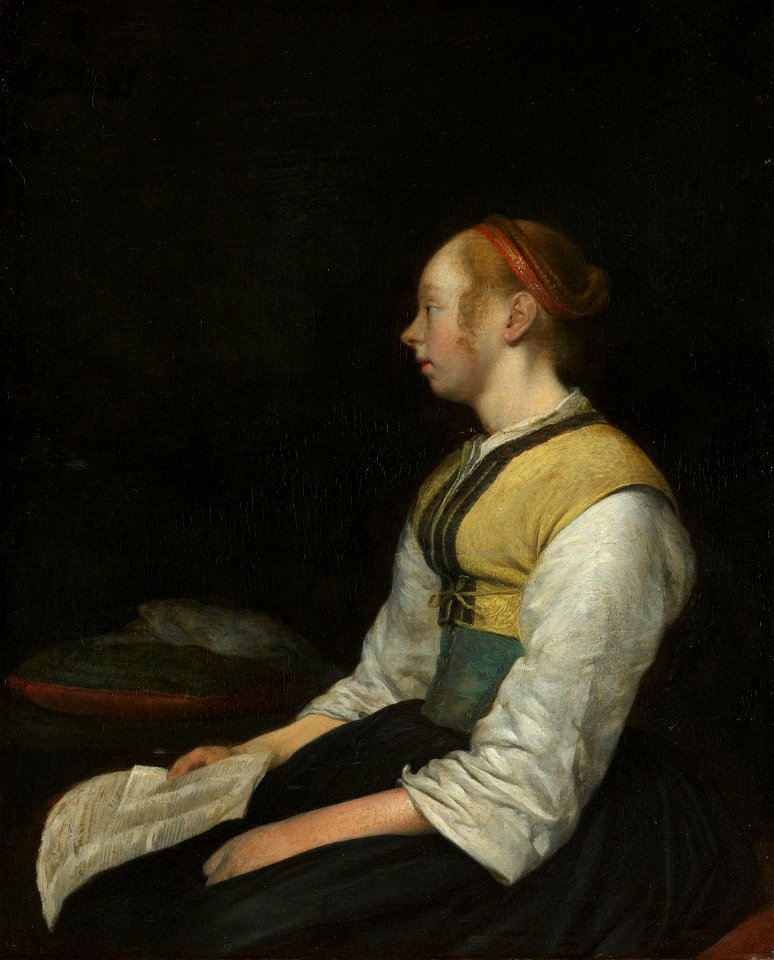 Gerard ter Borch.Zittende jonge vrouw